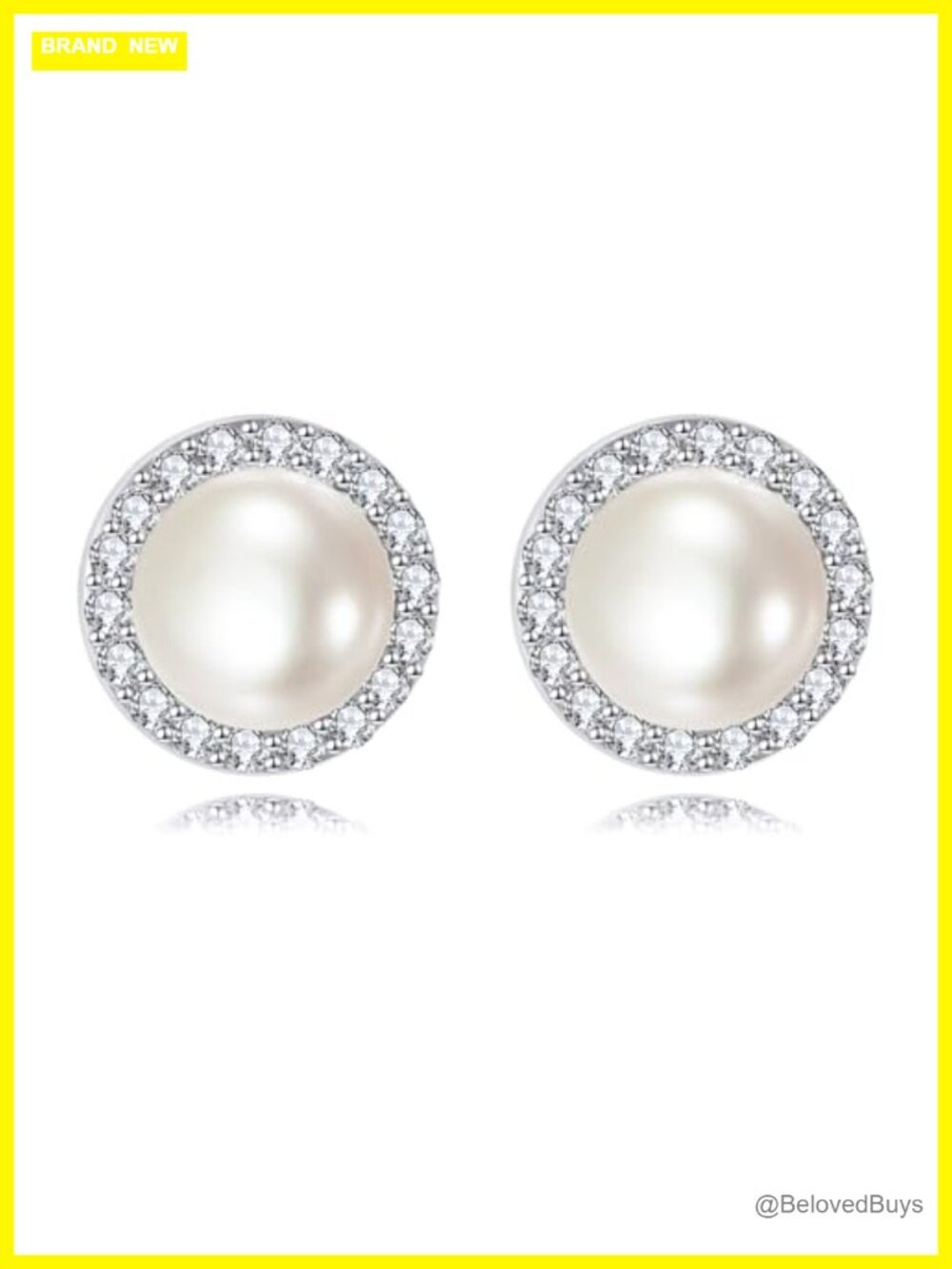 Lab Grown Diamond Pearl Stud Earrings Sterling Silver